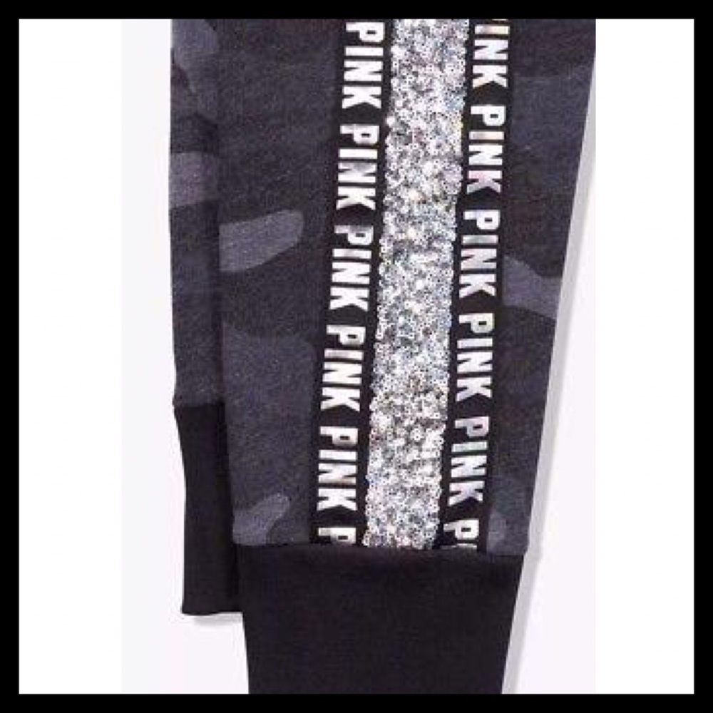 Pink Victoria Secret Sequin Bling Skinny Jogger - Picture 2 of 3